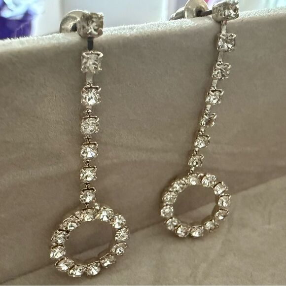 Sparkly Rhinestone Drop Circle Earrings – Elegant Statement Jewelry - Picture 12 of 17